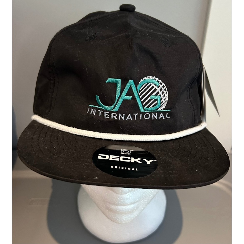 Decky JAG International Snapback Hat Black‎ White Rope 5-Panel Cap 6032 NEW